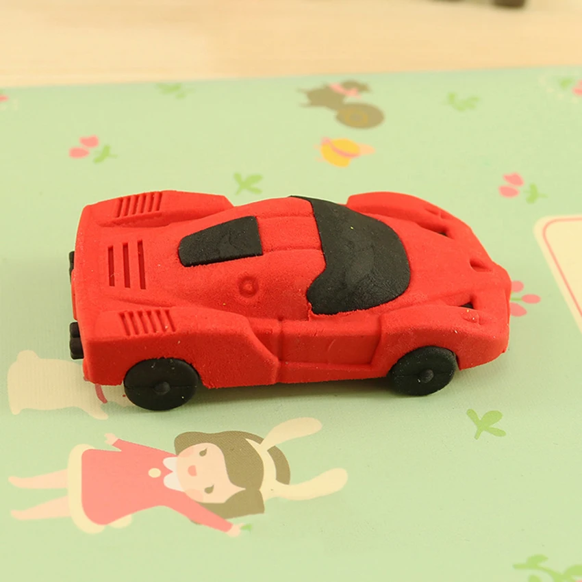 Мультяшный гоночный автомобиль студенческий ластик Забавный автомобиль игрушечный карандаш Ластики для дня рождения предметы для вечеринки, сувениры, школьные классные награды