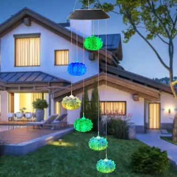 

Solar Charging LED Wind Chime Colorful Light Easy To Hang Waterproof Spinner Lamp Lawn Balcony Hanging Light Weight