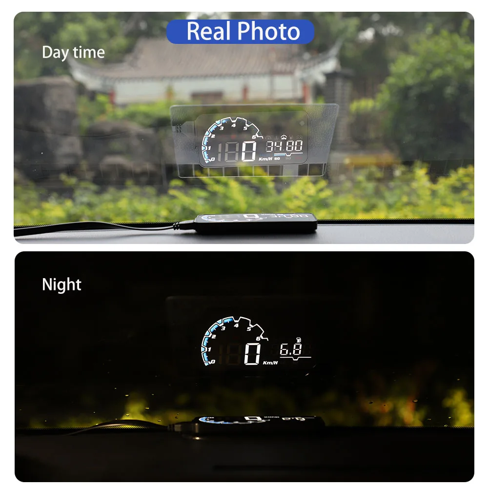 Vjoycar-VH300 자동차 HUD 5.5 헤드 디스플레이, OBD II EUOBD 앞 유리 속도계 프로젝터 자동차 전자 제품 과속 전압 경보