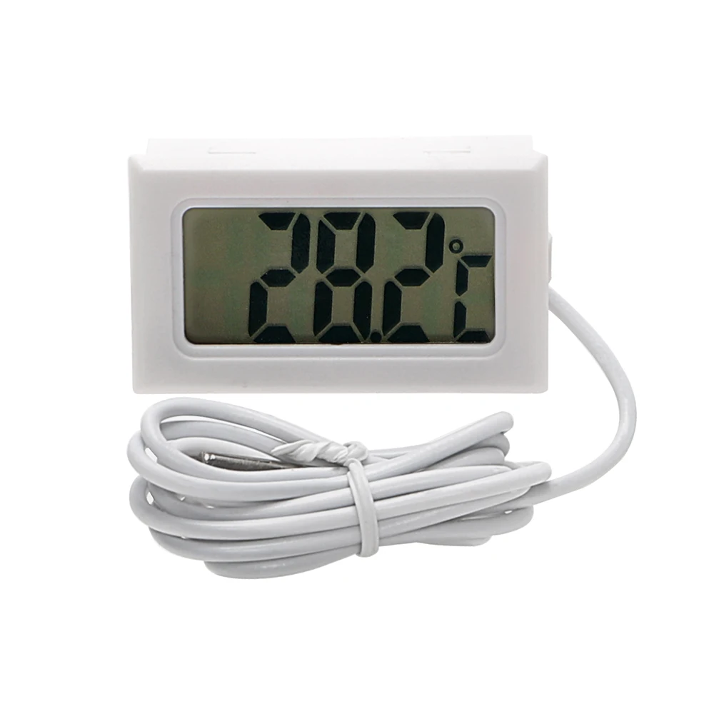 FORAUTO Автомобильный термометр, Автомобильные украшения, ЖК-дисплей, цифровые часы, автомобиль-Стайлинг, измеритель температуры для аквариума, холодильника - Название цвета: Белый