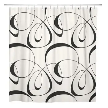 

72"x72" Shower Curtain Waterproof Polyester Fabric Pattern Modern Abstract Tangled Line Swirl Curve Ribbon Elegant Decorative