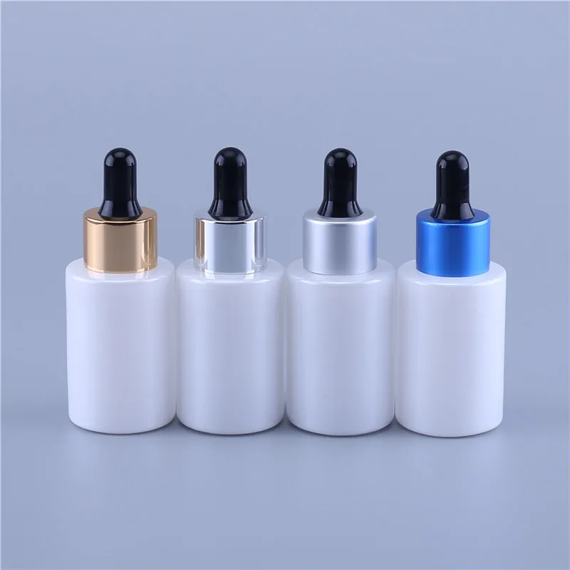 200pcs 30ml Flat Shoulder Dropper Bottle For Perfume Essential Oils Liquid Empty Pearl White Deodorant Makeup Containers Bottles | Красота и