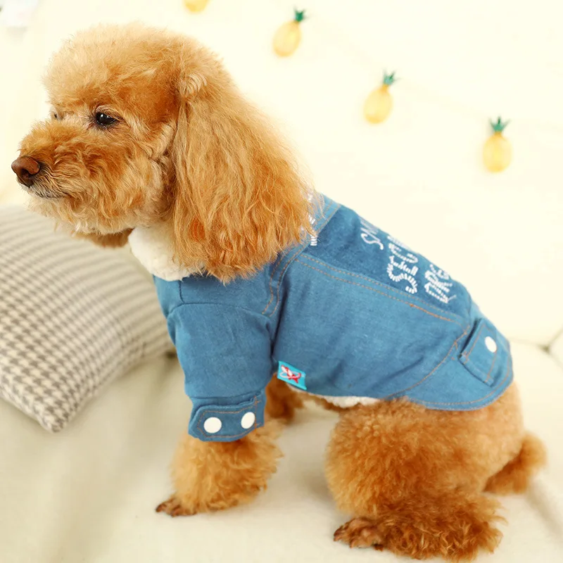 

Winter Dog Jacket Denim Jeans Coat Outfit Small Dog Clothes Cat Chihuahua Yorkie Pomeranian Poodle Bichon Schnauzer Pet Clothing
