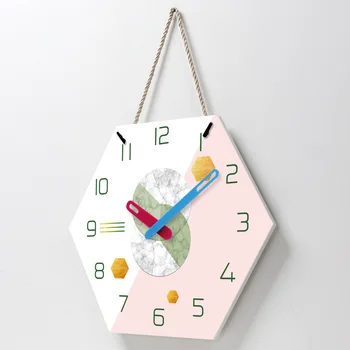

Acrylic Lanyard Wall Clock Hexagon 14 Inch Modern Stylish Silent Wall Clock Suitable for Living Room Office