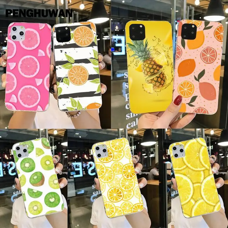 Мягкий чехол для телефона из ТПУ с милыми мультяшными фруктами лимоном оранжевым