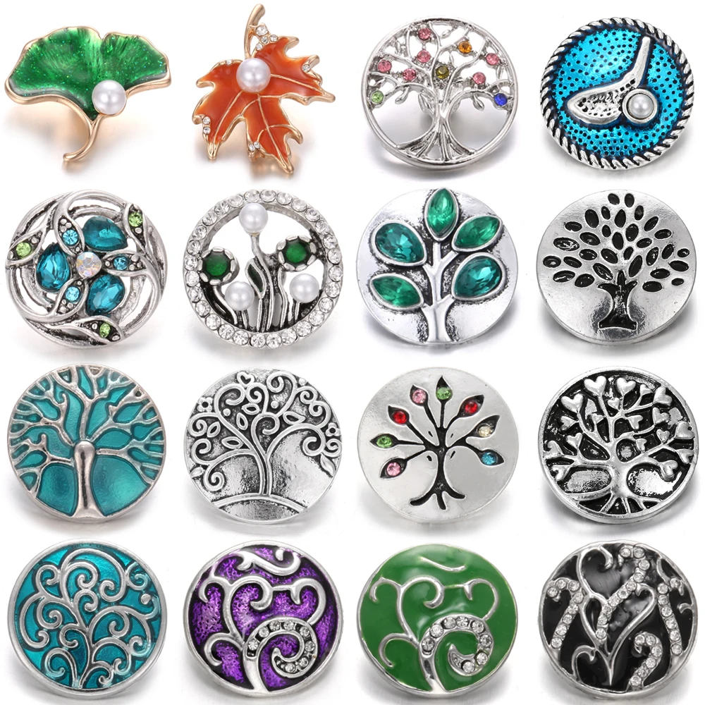 6pcs/lot DIY Snap Jewelry Crystal Metal Tree of Life 18mm Buttons Fit Silver color Button Bracelet | Украшения и аксессуары