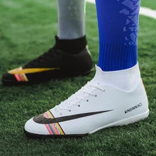 ZHENZU профессиональные белые черные мужские футбольные бутсы для мальчиков, тренировочные бутсы, высокие спортивные кроссовки