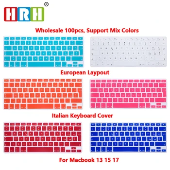 

HRH100PCS Slim Silicone EU/UK Layout Italy Silicone Keyboard Protector Cover Skin For MacBook Air 13 Pro Retina 13 15 17 Italian