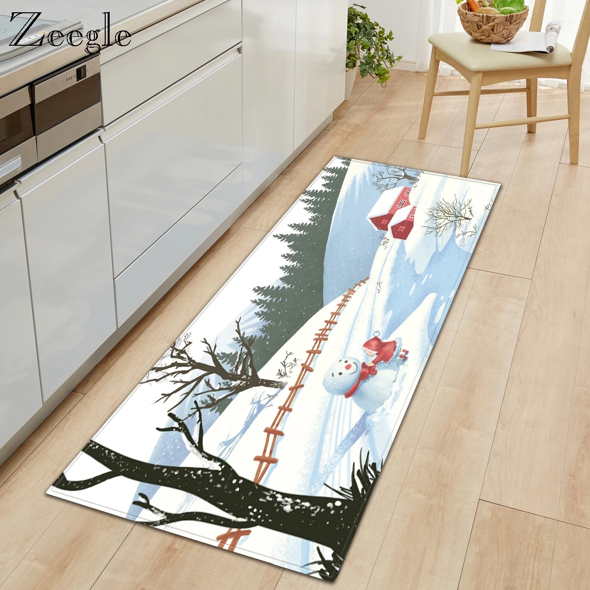 Zeegle Welcome Floor Mat Cartoon Carpet Printed Long Kitchen Carpet Dustproof Absorbent Hallway Rug Living Room Floor Carpet