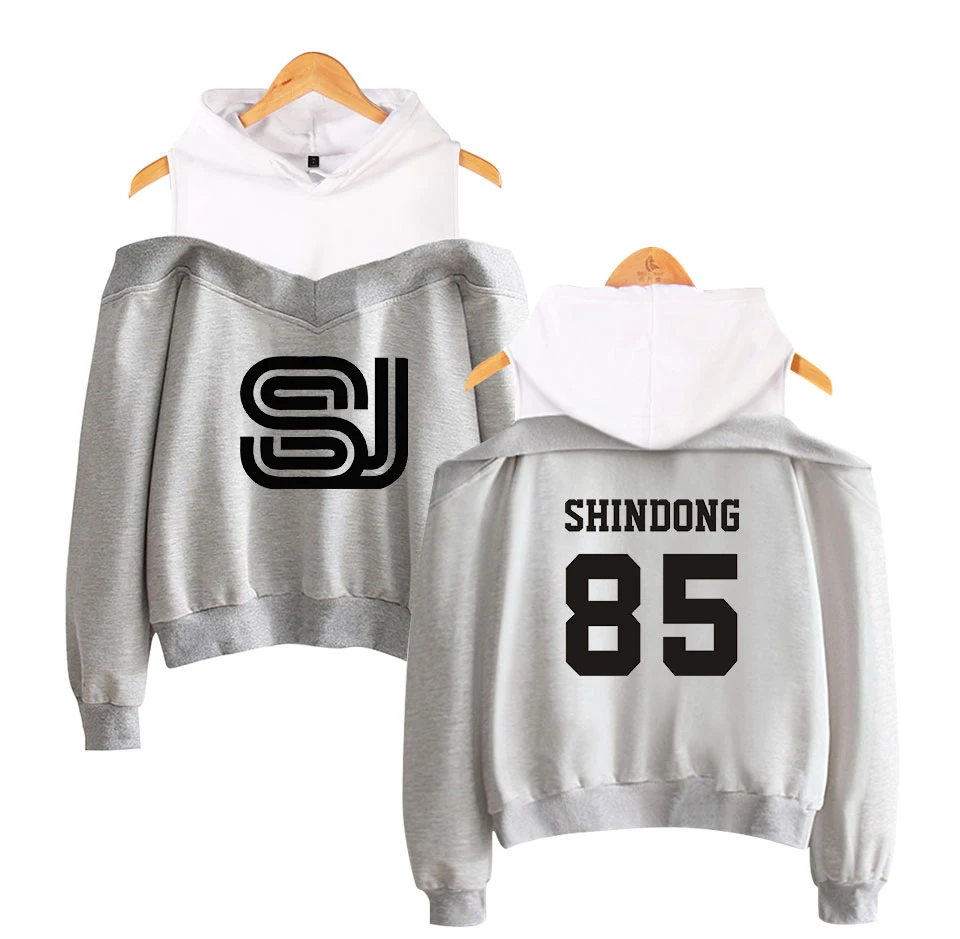 Super Junior Off-shoulder Hoodies