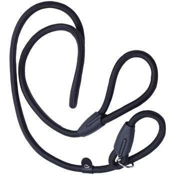 

52inch Strong Nylon Rope Pet Dog Slip Training Leash Walking Lead Collar (Black)