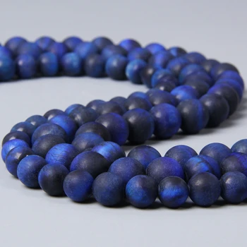 

Wholesale Natural Blue Lapis Lazuli tone Matte Tiger Eyes Bulk Real loose Blue Round Stone Beads Jewellery Making Women Men diy