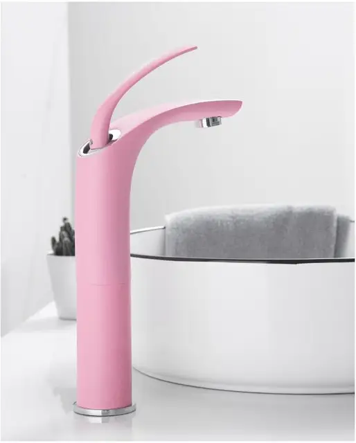 Basin Faucets Pink Love Color Waterfall Faucet Bathroom Faucet Hot