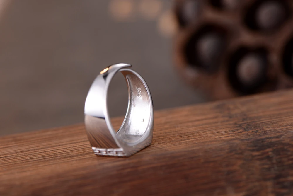 Ring Blank (5x10mm/6x10mm/8x10mm Rectangle Blank) Adjustable Long-Lasting White Gold Plated Sterling Silver Ring Setting R786B