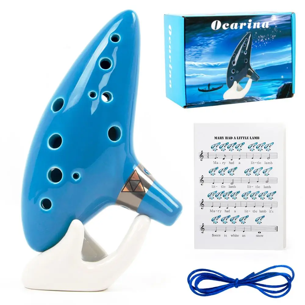 Kmise Ocarina 12 Tones Alto C with Song Book Display Stand Neck Cord