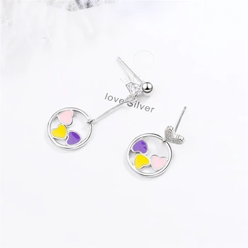 

Sole Memory Cute butterfly Colorful Drip Glaze Asymmetric 925 Sterling Silver Fashion Female Dangle Earrings SEA771