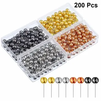 

200pcs Pushpins Practical Metal Colour Plastic Pushpins for Store Home