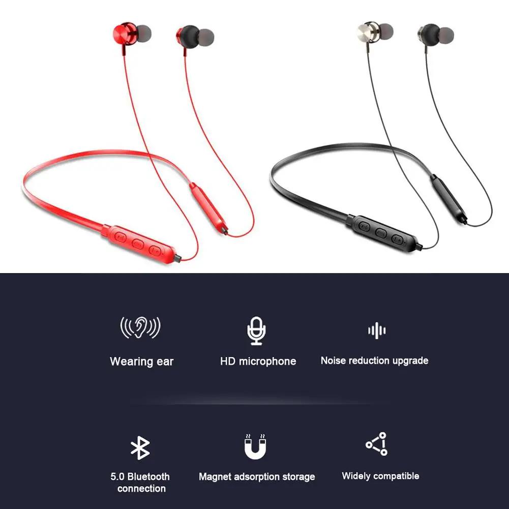

Neck-mounted Bluetooth 5.0 Stereo HiFi Headset Portable Hanging Neckband Wireless Earphone Long Standby Sports Gaming Headphones