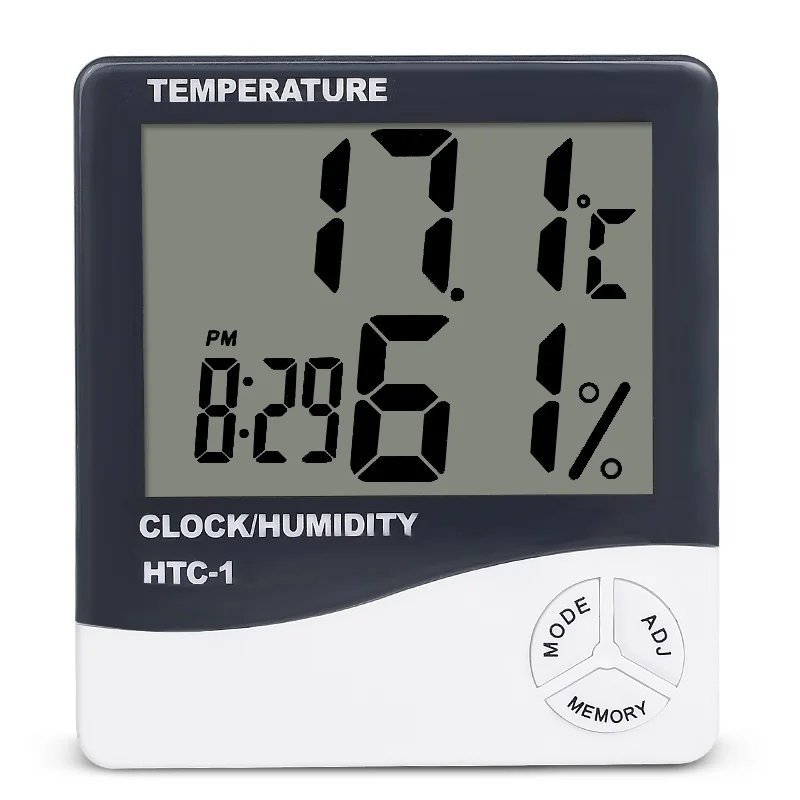HTC-1 Цифровой термометр датчик влажности Часы с большой ширма температуры и индикатор влажности