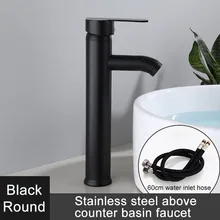 

Single Hole Basin Faucet Black Cold And Hot Water Mixer Bathroom Sink Faucet Stainless Steel High Temperature Resistant Hardware