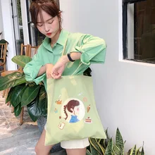 Простая Холщовая Сумка из овечьей шерсти, большая Вместительная женская сумка для покупок, милая сумка на одно плечо с узором для девочек, Большая вместительная женская сумка