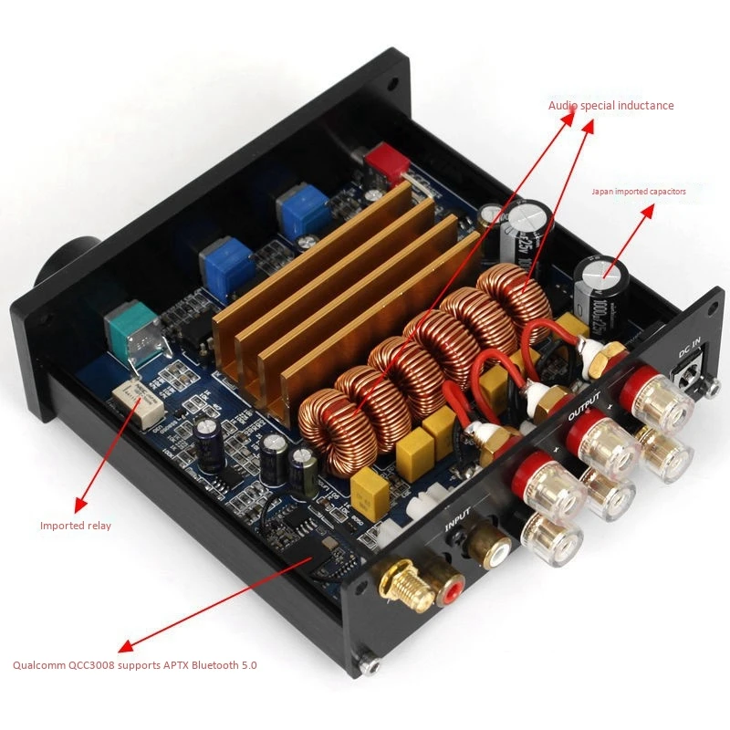 TPA3116 усилитель мощности APTX QCC3008 Bluetooth 5 0 звука класса D 2 1 канальный сабвуфер 50Wx2 + 100