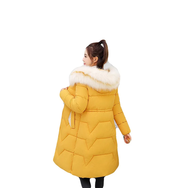 Женская хлопковая стеганая одежда стиль корейский стиль приталенное женское плотное хлопковое пальто средней длины
