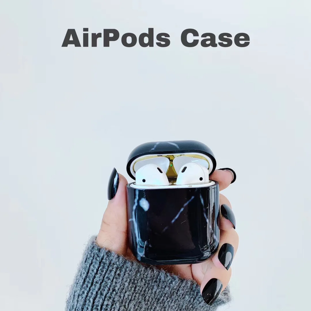 KJOEW Ins простой чехол с мраморными ушками для Airpods 1 2, Жесткий Чехол из поликарбоната, милый Жесткий Чехол для AirPods 1 2, защитный чехол - Цвет: 3