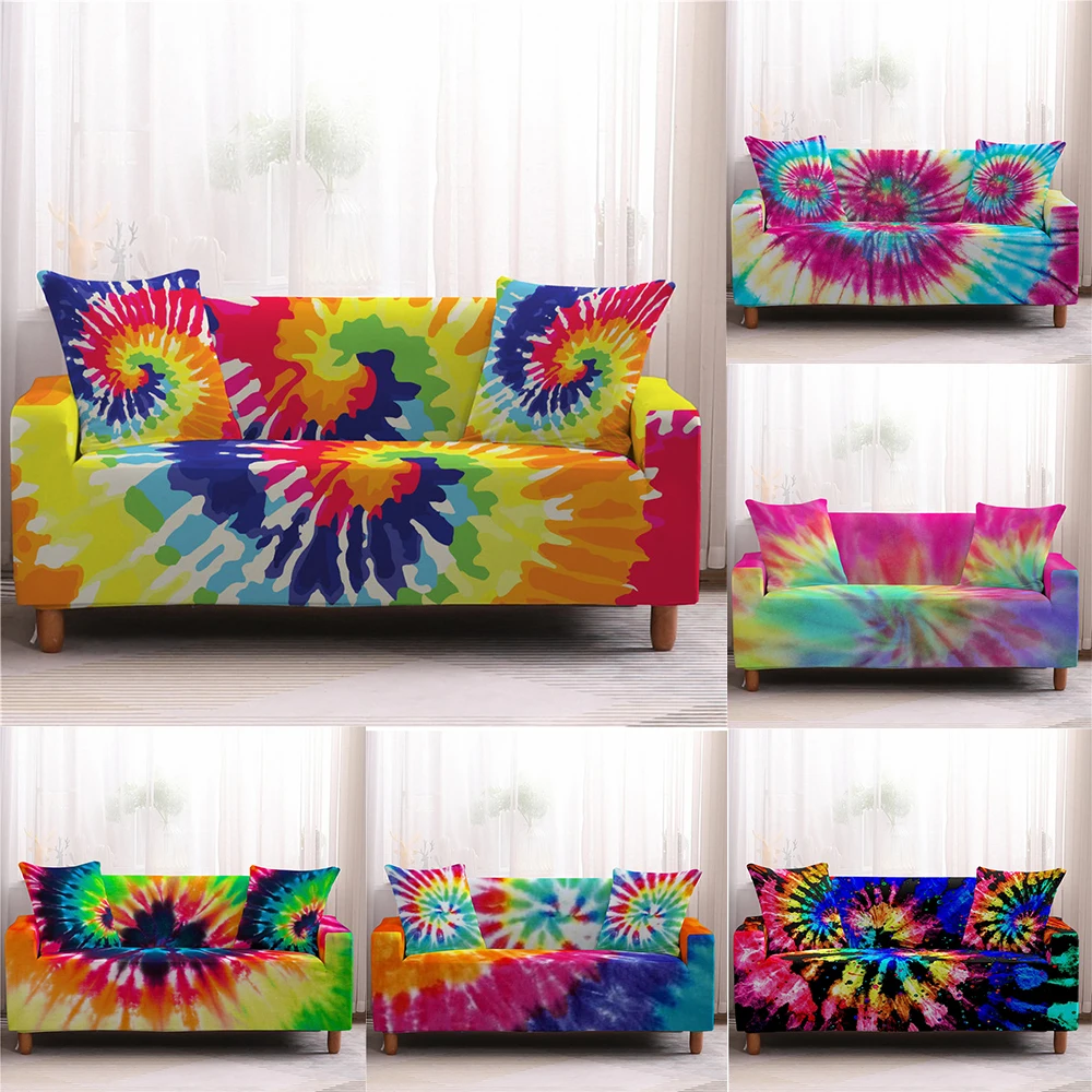 

DIY Tie Dye Pattern Sofa Slipcovers Sofa Cover Sofa Towel Living Room Furniture Protective Armchair Couches sofa 1-4 Seater