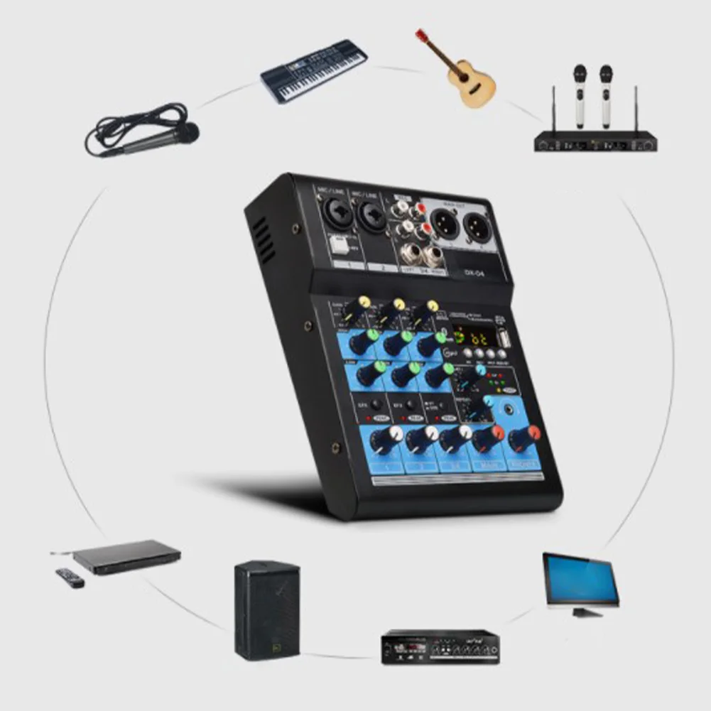 Стерео дома звуковая карта караоке Bluetooth записи микшерный пульт DJ USB небольшой