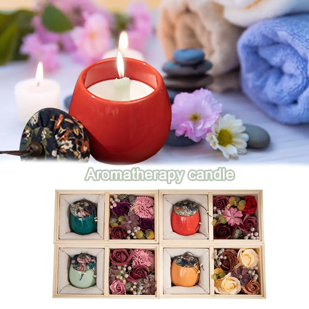 

Aromatherapy Candle Scented Candles Gift Set Natural Soy Wax With Floral Valentine's Day Gift Box Aromatherapy Candle Home Decor