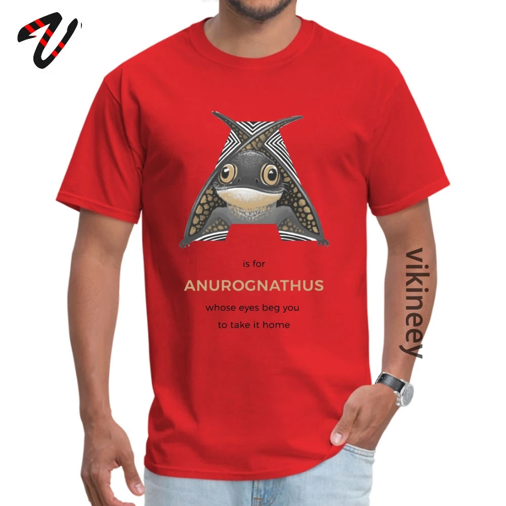 A is for Anurognathus Hip hop T-shirts for Men 100% Cotton Summer Tops Tees Tee-Shirts Short Sleeve Fashionable Round Neck A is for Anurognathus 2779 red