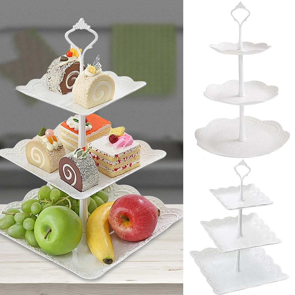 Three Tier Cupcake Dessert Stand Cake Display Fruits Plates For Wedding Party Afternoon Tea Stand Kitchen Accessories Yl1 Storage Holders Racks Aliexpress