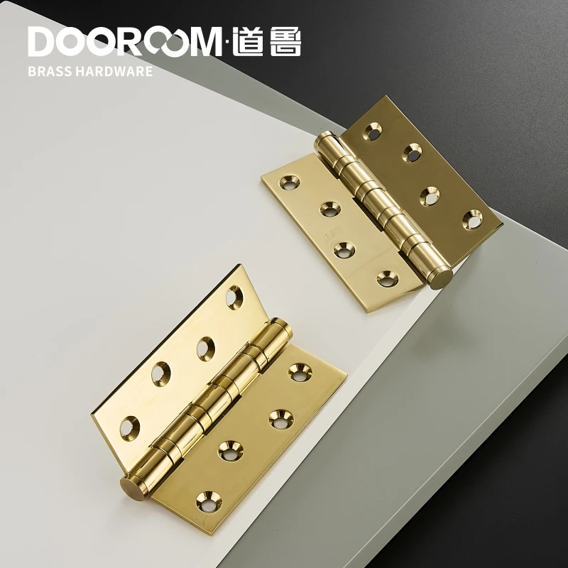 One Piece-Dooroom Brass Thick Bearing Hinges 4"x3"x3mm, 5"x3"x3mm Solid Wood Door American Black Gold Mute Hinges With Screws