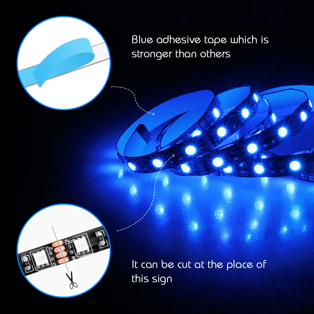 ПК Светодиодные ленты светильник цветная(RGB) для детей возрастом от 12V материнская плата Управление/ПК компьютер чехол 50 см, 1 м, 2 м, с 4 Pin коробка передач-Заголовок(+ 12 V, G, красные/зеленые/голубые/желтые/белые Светоотражающие B