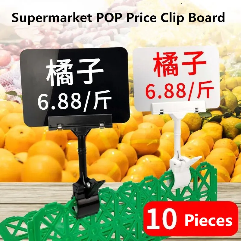 10 Pieces A5 Adjustable Plastic Merchandise Sign Rotatable Pop Clip Holder Display Stand Supermarket Price Tag Clip Board retail plastic advertising poster sign holder board floor display stand