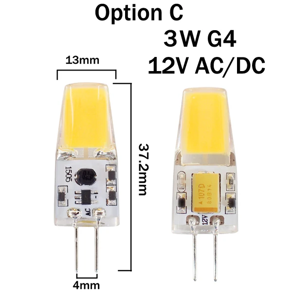 Мини G4 светодиодный 12 В DC AC 220 В лампа COB светодиодный светильник 1,5 Вт 2 Вт 3W 4 Вт светильник с регулируемой яркостью 360 Угол луча люстра светильник заменить галогенную лампу - Испускаемый цвет: 3W 12V AC DC