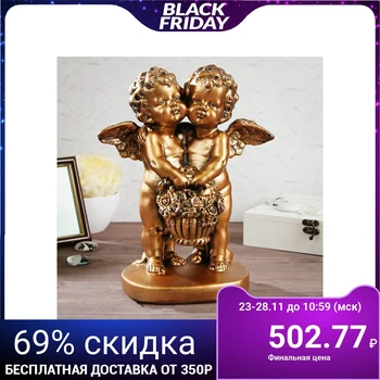 

Figurine "Couple of angels with a basket of flowers", bronze color, 25 cm