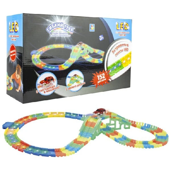 Трек гибкий 1 Toy LED со светодиодными лампами 152 дет (21 дет.c LED) Т16192 | Игрушки и хобби