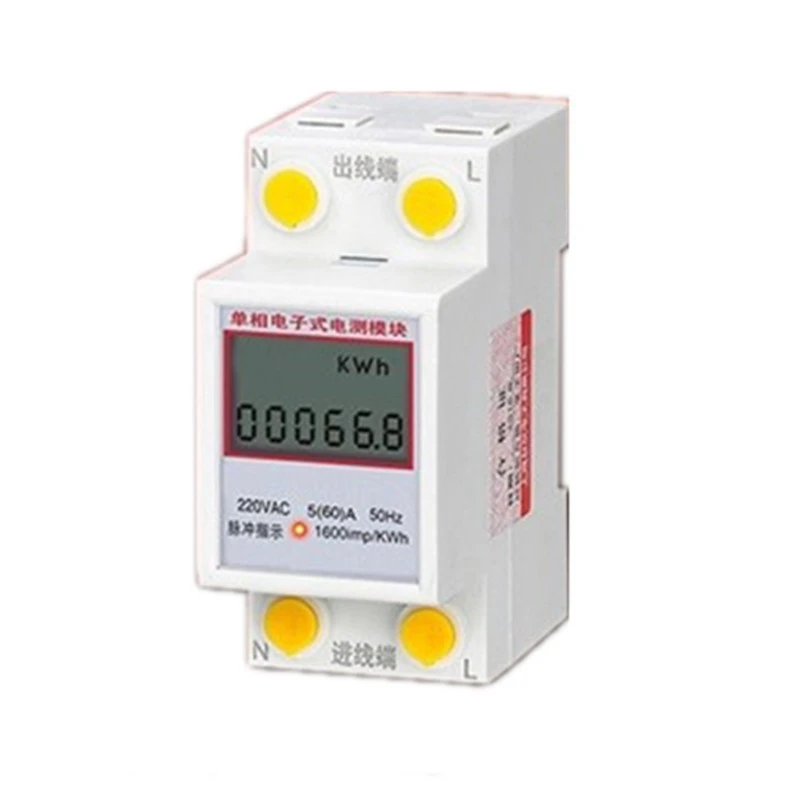 Watt KWh Meter Single Phase Energy Meter KWh Meter Din-Rail Electric Meter for Measure for Displays 