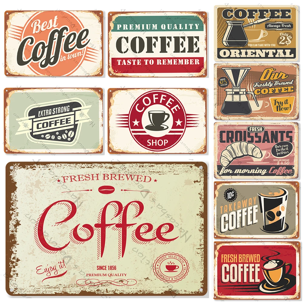 Coffee Bar Sign Cafe Metal Tin Sign Metal Poster Club Pub Bar Home Cafe ...