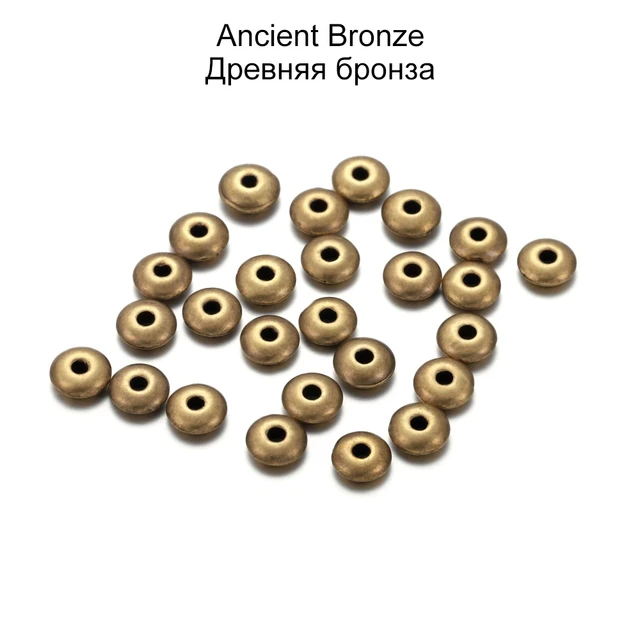 200-400pcs/lot 5 6mm CCB Charm Spacer Beads Wheel Bead Flat Round Loose Beads For DIY Jewelry Making Supplies Accessories Antique Bronze