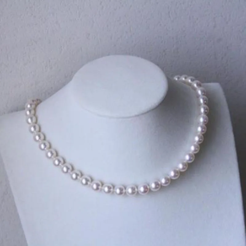 AAA++ Южное море akoya белый круглый 7-8 мм Жемчужное ожерелье 1" 14 k Рождественский подарок jj