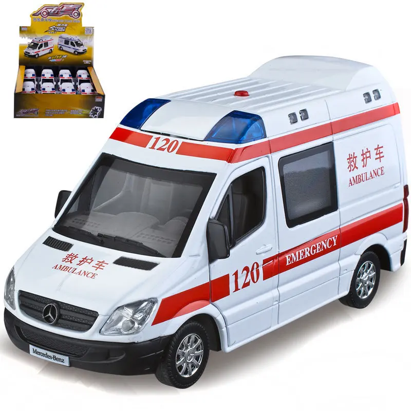 

Caipo Sports Car Alloy 120 Ambulance Sound And Light Alloy Car Model Toy Side Door Opening 89406 Non-Packaging