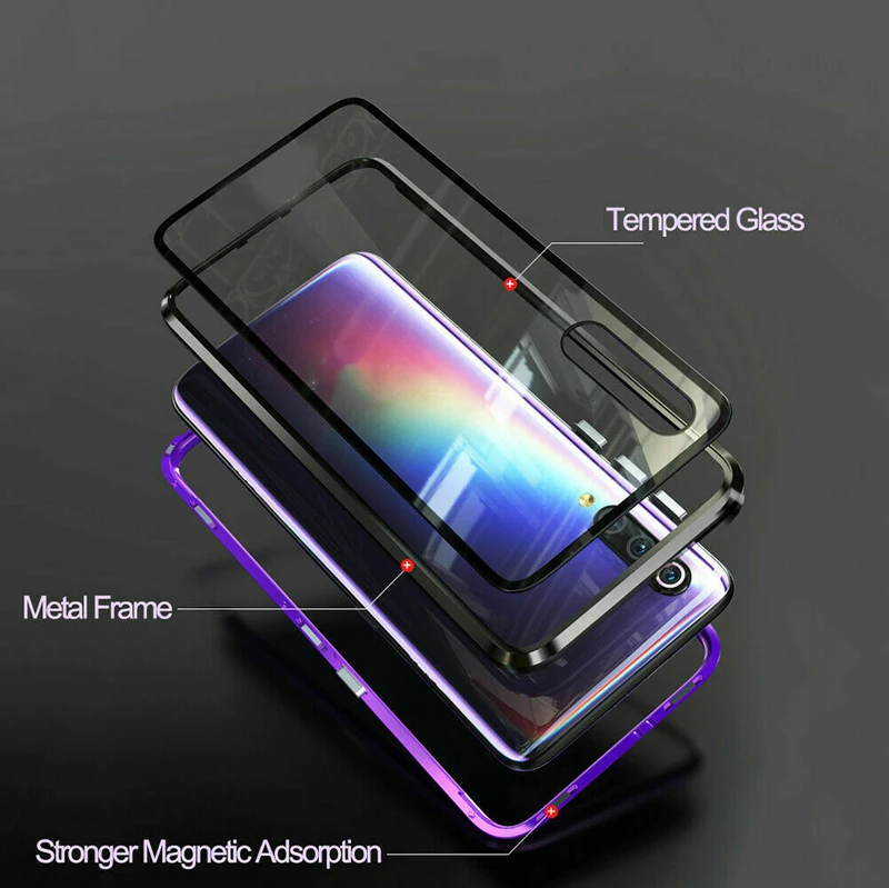 Магнитный металлический чехол из закаленного стекла для Oneplus 7 7T Pro 6T 6 5T Задняя Крышка