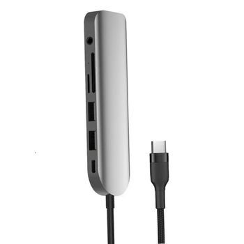 

HOT-USB C Hub 7-In-1 Type-C to 4K HDMI Adapter with PD Charging o USB 3.1 Ports SD/TF Card Readers for Type-C Laptops