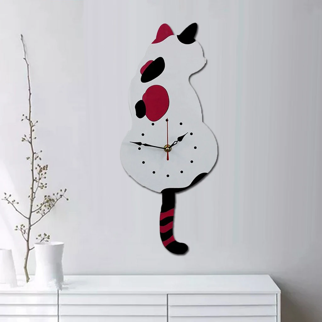 Acrylic Cat Wall Clock Tail Wagging Clock Home Decor Housewarming Xmas