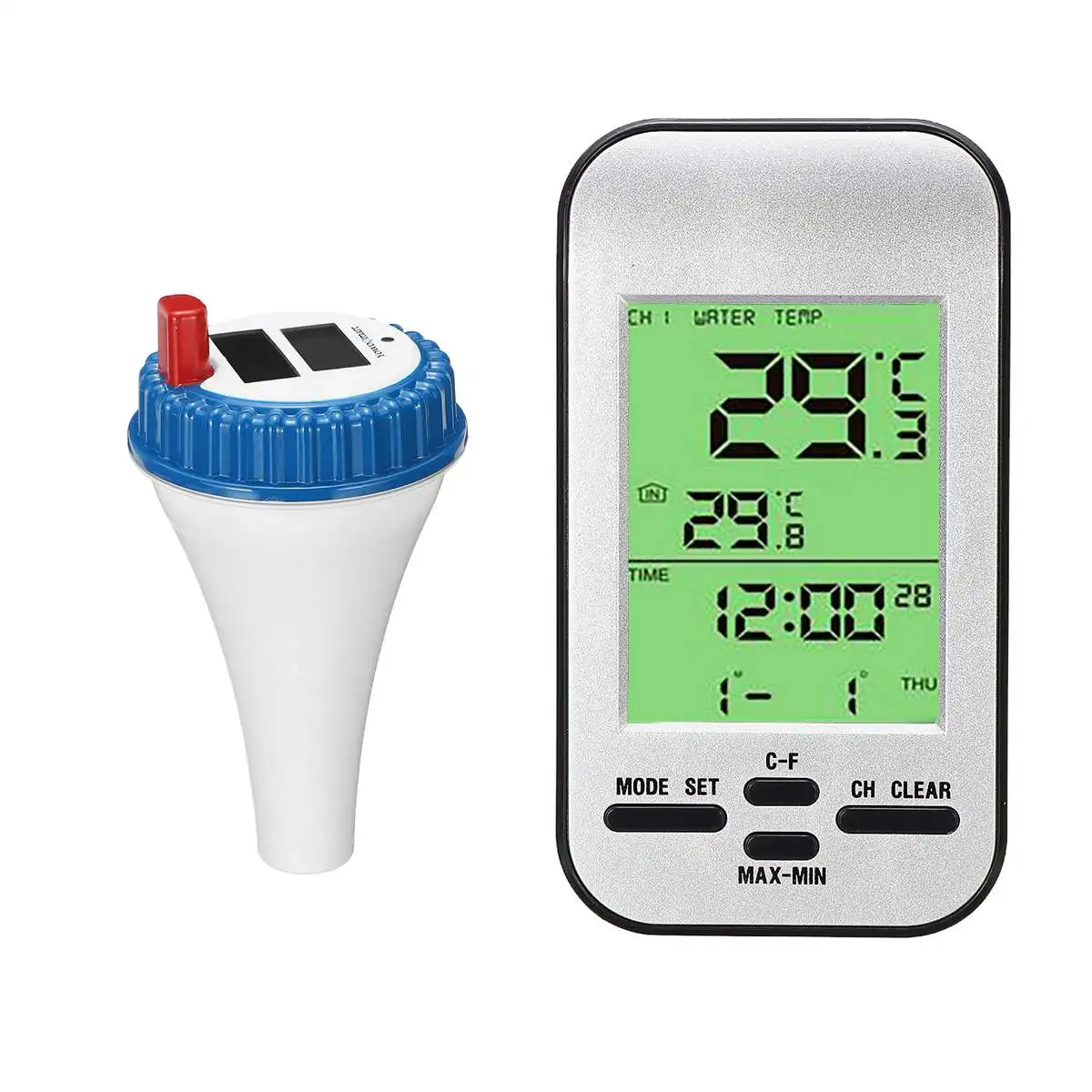 Беспроводной термометр для плавательного бассейна, датчик температуры воды, календарь времени, ЖК-дисплей, водонепроницаемый внешний датчик