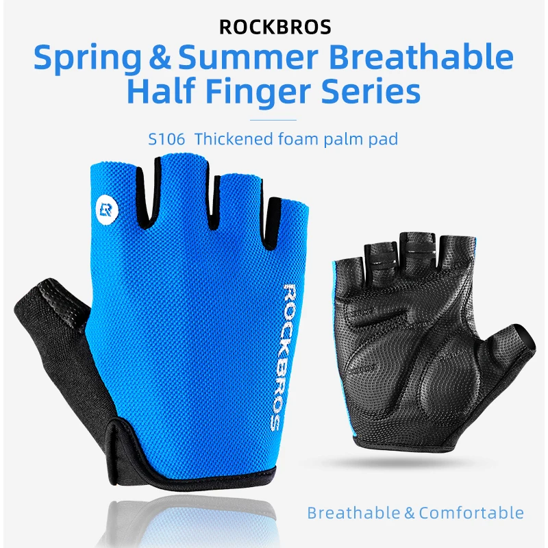Sports Half Finger Gloves Cycling Gloves Sport Gloves ROCKBROS Cycling Gloves Half Finger Summer Men Women MTB Road Bike Gloves Shockproof Breathable Bicycle Cycling Equipment