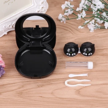 

Lens Box Cartoon Cute Cat Portable Contact Storage Case Mirror Container Holder L4ME